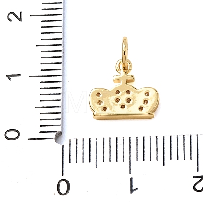 Brass Micro Pave Clear Cubic Zirconia Charms KK-CBA0009-09G-1