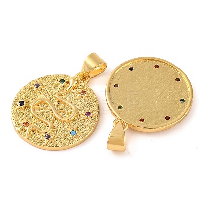 Rack Plating Brass Micro Pave Cubic Zirconia Pendants KK-H486-07G-1