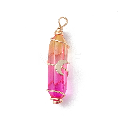 2Pcs 2 Style Two Tone Glass Double Terminated Point Beads Pendants Set PALLOY-JF02538-1