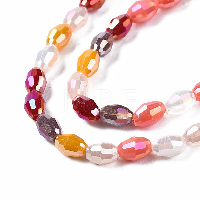 Electroplate Glass Beads Strands EGLA-N002-09F-1
