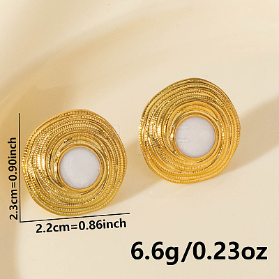 304 Stainless Steel Flat Round Stud Earrings DV1097-2-1