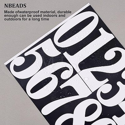  12 Sheets 2 Colors Number 0~9 PVC Waterproof Self-Adhesive Sticker DIY-NB0007-28-1