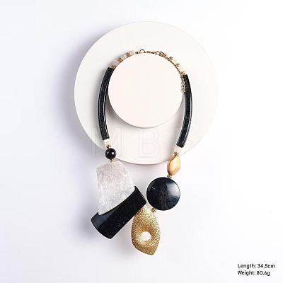 Boho Exaggerated Acrylic Geometric Bib Necklaces with Alloy Chains for Women WGBF397-02-1