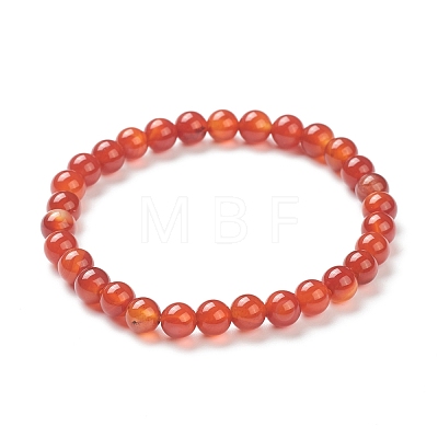 Natural Red Agate Beaded Stretch Bracelets BJEW-A117-B-26-1