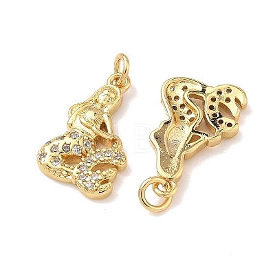 Brass Micro Pave Cubic Zirconia Charms KK-A291-12G-G-1