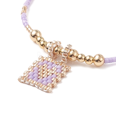 Glass Beaded Stretch Bracelet with Brass Beads BJEW-MZ00005-1