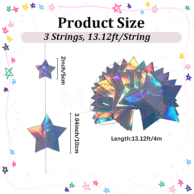 3Pcs Paper Star Hanging Banners AJEW-CN0007-86-1