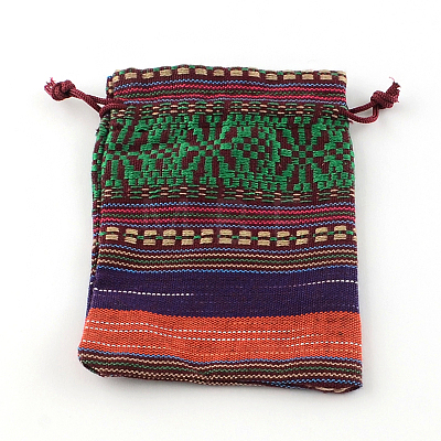Ethnic Style Cloth Packing Pouches Drawstring Bags ABAG-R006-10x14-01F-1