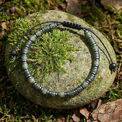 Glass & Natural Chinese Southern Jade Beads Braided Bead Bracelets SG8473-1