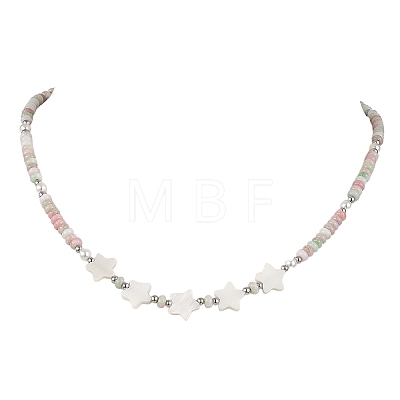 Summer Star Shell Pearl & Ombre Effect Dyed Glass Beaded Necklaces for Women NJEW-JN06051-01-1