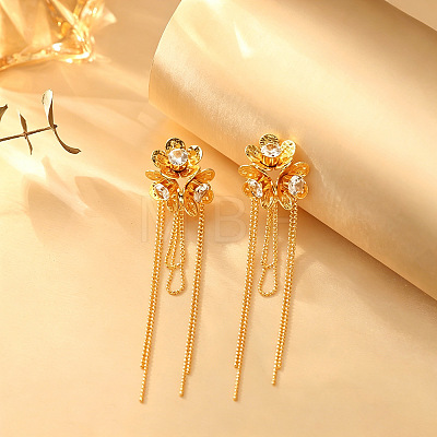 Brass Micro Pave Cubic Zirconia Stud Earrings for Women WG5853B-03-1