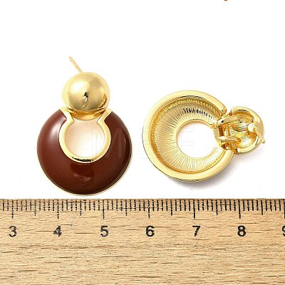 Flat Round Brass Enamel Stud Earrings EJEW-B120-06G-01-1