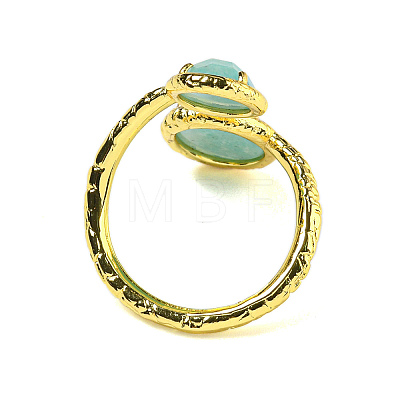 Round Natural Amazonite Open Cuff Rings RJEW-C087-02G-02-1