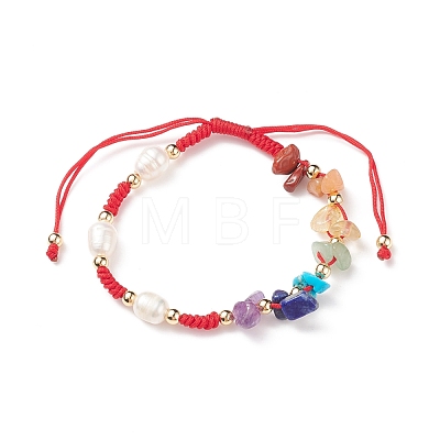 Natural & Synthetic Mixed Stone Chips Braided Bead Bracelets BJEW-JB08719-1