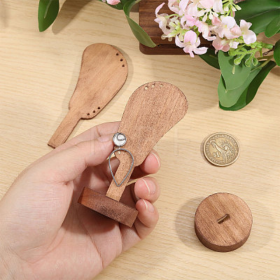 2Pcs Desktop Ear Shaped Wood Earrings Organizer Display Stands for Jewelry Display Rack ODIS-CA0001-32B-1