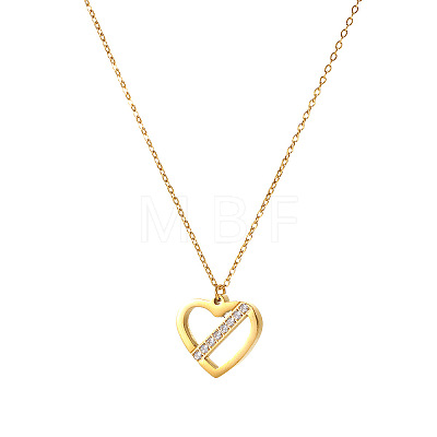 304 Stainless Steel Pave Cubic Zirconia Pendant Necklaces for Women WG4D9D9-01-1