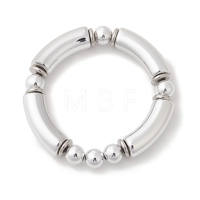 3Pcs Round & Curved Tube CCB Plastic Stretch Bracelets BJEW-JB12999-1