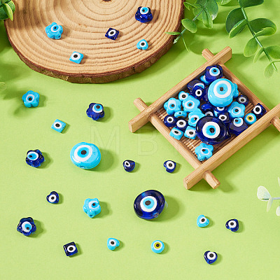 68Pcs 10 Styles Handmade Evil Eye Lampwork Beads LAMP-TA0002-71-1