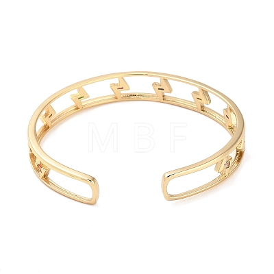 Brass Hollow Lightning Bolt Open Cuff Bangles with Colorful Glass for Women BJEW-M312-10G-1