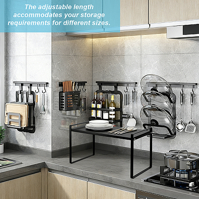 Rectangle Carbon Iron Alloy Extendable Cabinet Tiered Storage Rack for Socks AJEW-WH0609-741A-02-1