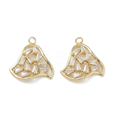 Brass Micro Pave Clear Cubic Zirconia Pendants KK-C259-02G-1