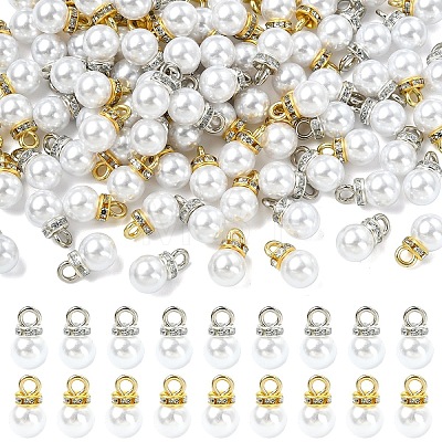 100Pcs 2 Colors Resin Imitation Pearl Charms RESI-YW0006-04-1