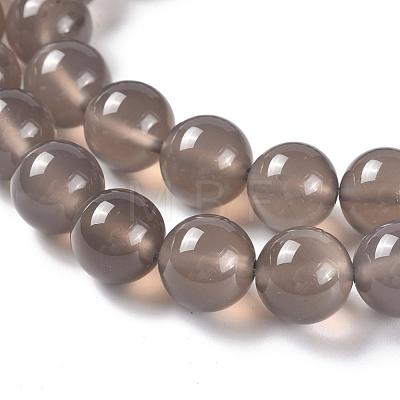 Natural Gray Agate Bead Strands G-R193-12-10mm-1