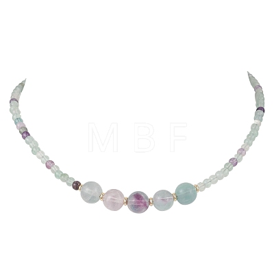 Round Natural Fluorite Graduated Beaded Necklaces NJEW-JN05952-01-1