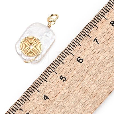 Spiral Copper Wire Wrapped Natural Nucleated Baroque Keshi Pearl Pendants PALLOY-JF05276-01-1