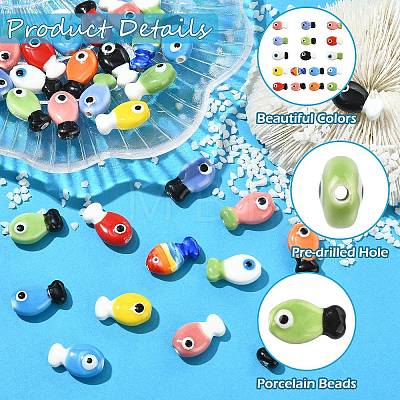 Marine Animal Handmade Porcelain Beads PORC-CJZ0001-01B-1