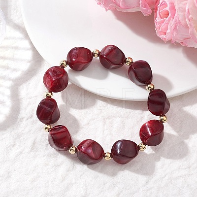 Acrylic Imitation Gemstone Beads Stretch Bracelets for Women BJEW-JB13236-02-1