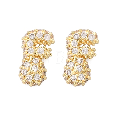 Brass Micro Pave Cubic Zirconia Stud Earrings EJEW-Z091-04G-F-1