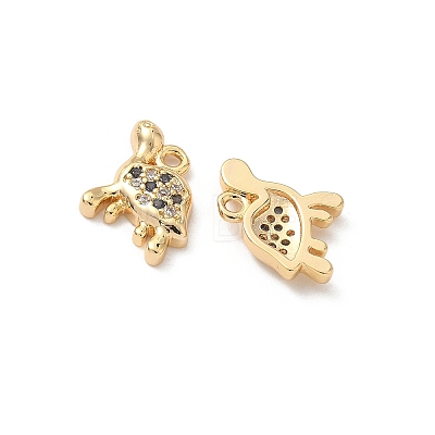 Brass Micro Pave Cubic Zirconia Charms X1-KK-C099-01G-G-1