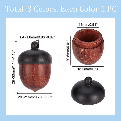  3Pcs 3 Colors Wood Pendants WOOD-NB0002-06-1