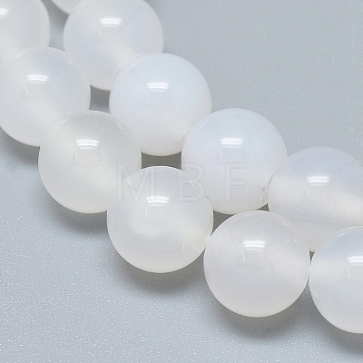 Natural White Agate Beads Strands G-D0005-27-8mm-1