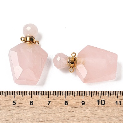 Natural Rose Quartz Openable Perfume Bottle Pendants G-I381-02G-04-1