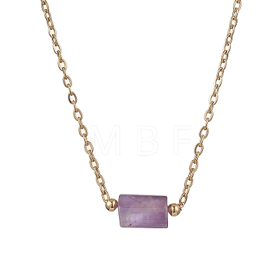 Natural Amethyst/Rose Quartz/Tiger Eye/Amazonite/Sodalite Faceted Column Pendant Necklaces NJEW-JN05133-02-1