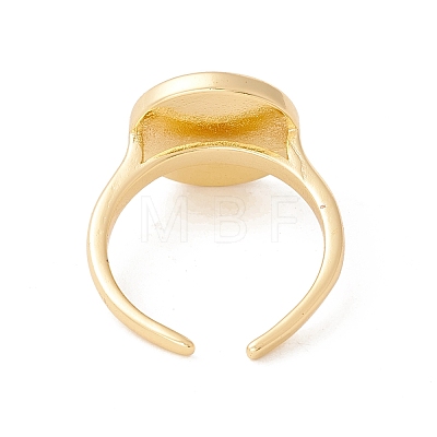 Shell Flat Round Open Cuff Ring RJEW-P030-04G-1