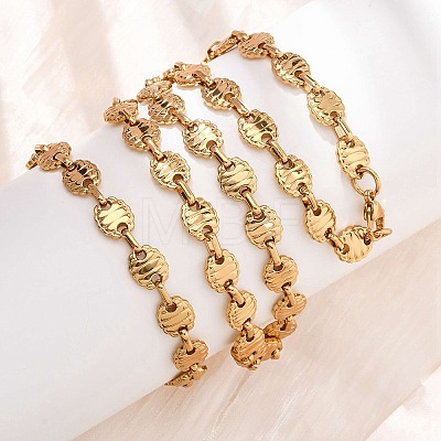 304 Stainless Steel Oval Link Chain Necklaces & Bracelets Sets for Women SJEW-F228-01G-1