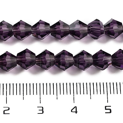 Purple Color Faceted Bicone Glass Beads Strands X-GLAA-S026-6mm-03-1