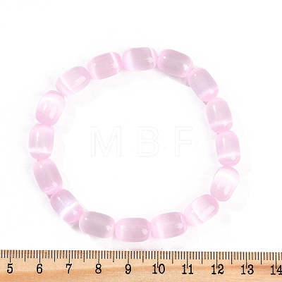 Dyed Natural Selenite Column Beaded Stretch Bracelets for Women BJEW-I312-05E-1