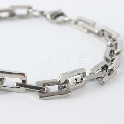 Rectangle 201 Stainless Steel Chain Bracelets BJEW-N240-06P-1