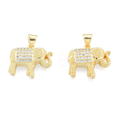 Brass Micro Pave Clear Cubic Zirconia Pendants ZIRC-N039-268-1