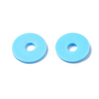 Flat Round Handmade Polymer Clay Beads CLAY-R067-10mm-36-1