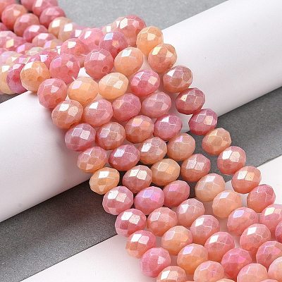 Faceted Electroplated Glass Beads Strands GLAA-C023-02-B09-1