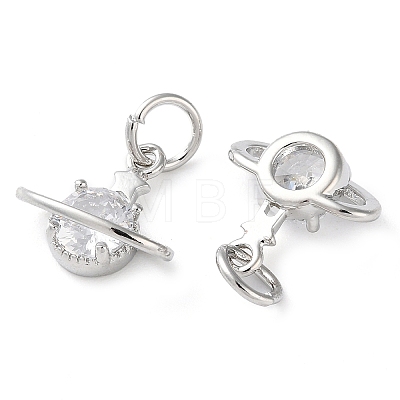 Rack Plating Brass Micro Pave Clear Cubic Zirconia Charms KK-D097-03P-1