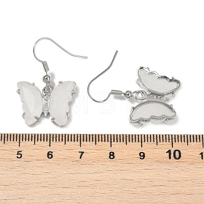 Natural Quartz Crystal Brass Dangle Earrings EJEW-M081-01P-01-1