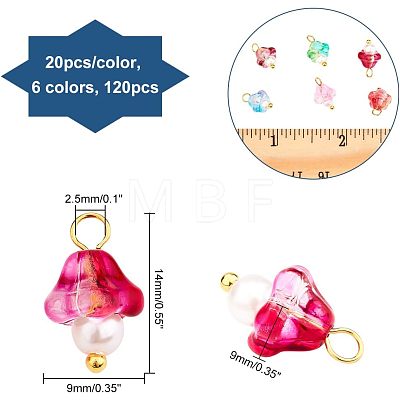 120Pcs 6 Colors Electroplate Glass Charms FIND-CA0005-92-1