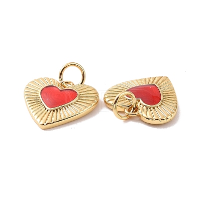 Heart Brass Enamel Pendants KK-G435-07G-01-1