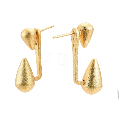 Rack Plating Brass Teardrop Front Back Stud Earrings for Women EJEW-G321-15MG-1